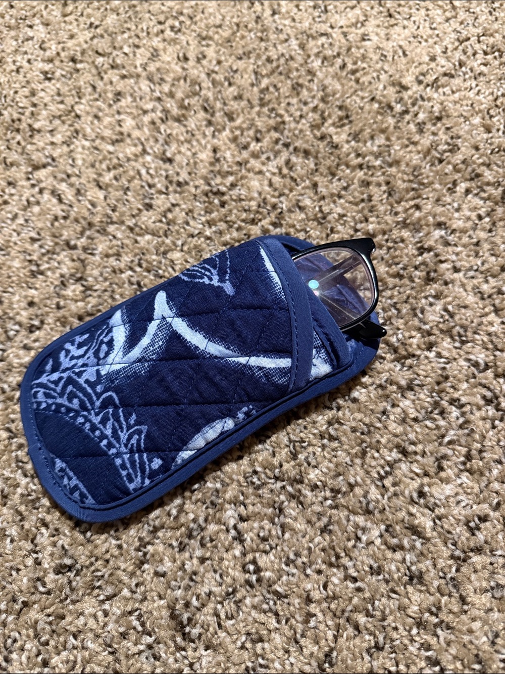 Vera Bradley Blue Quilted Glasses Sleeve - Eyewear Protective Pouch